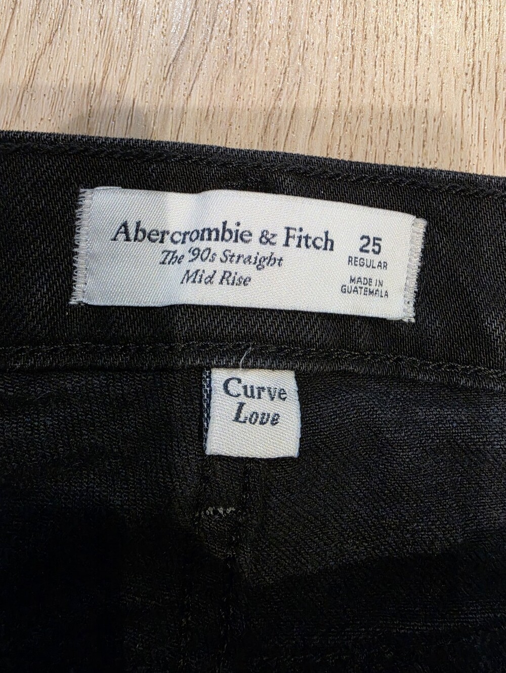 Abercrombie & Fitch Curve Love 90s Straight Mid Rise Black Jeans Size 25 - Picture 3 of 5